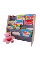 Montessori Ana Sınıfı Kreş Okul Çocuk Odası Kitaplığı Ahşap Kumaş Kitaplık Yıkanabilir Kumaş Gri