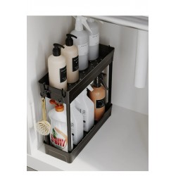 Rafata Çok Amaçlı 2 Katlı Evye Altı Düzenleyicisi Askılı Banyo Düzenleyici Kaydırmaz Tabanlı