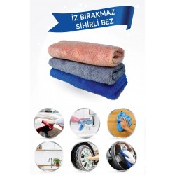 Mikrofiber Sihirli Temizlik Bezi 3 'lü Cam Ayna Kurulama Oto Yıkama Temizleme Bezi 46x36 Cm