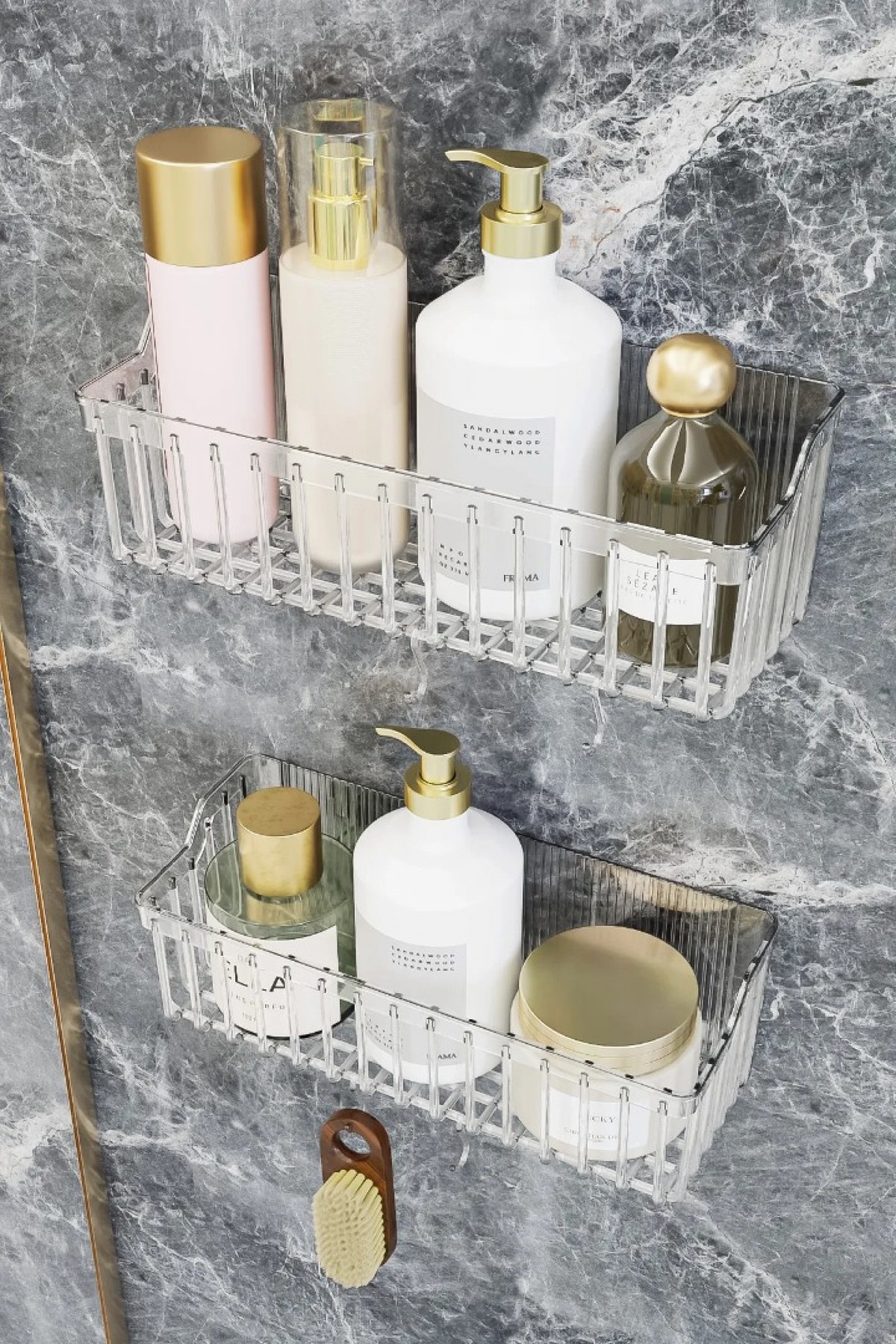 Banyor Yapışkanlı Banyo Rafı, 2'li Banyo Düzenleyici Organizer Banyo Duş Rafı Şampuanlık, Plstik