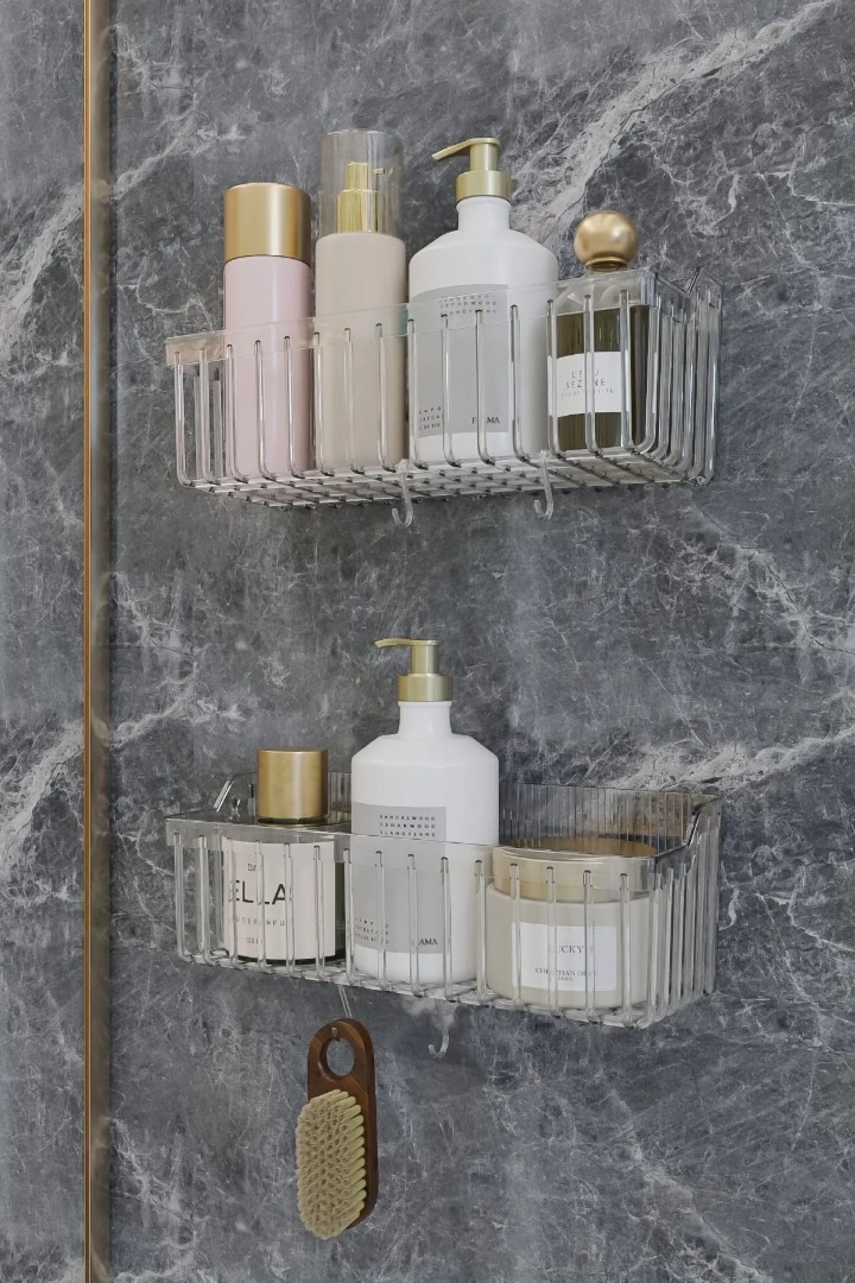 Banyor Yapışkanlı Banyo Rafı, 2'li Banyo Düzenleyici Organizer Banyo Duş Rafı Şampuanlık, Plstik