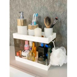 Banyo Düzenleyici Organizer Dolabı 2 Katlı Ünite Çok Amaçlı Saklama Rafı Beyaz