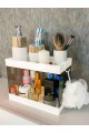 Banyo Düzenleyici Organizer Dolabı 2 Katlı Ünite Çok Amaçlı Saklama Rafı Beyaz