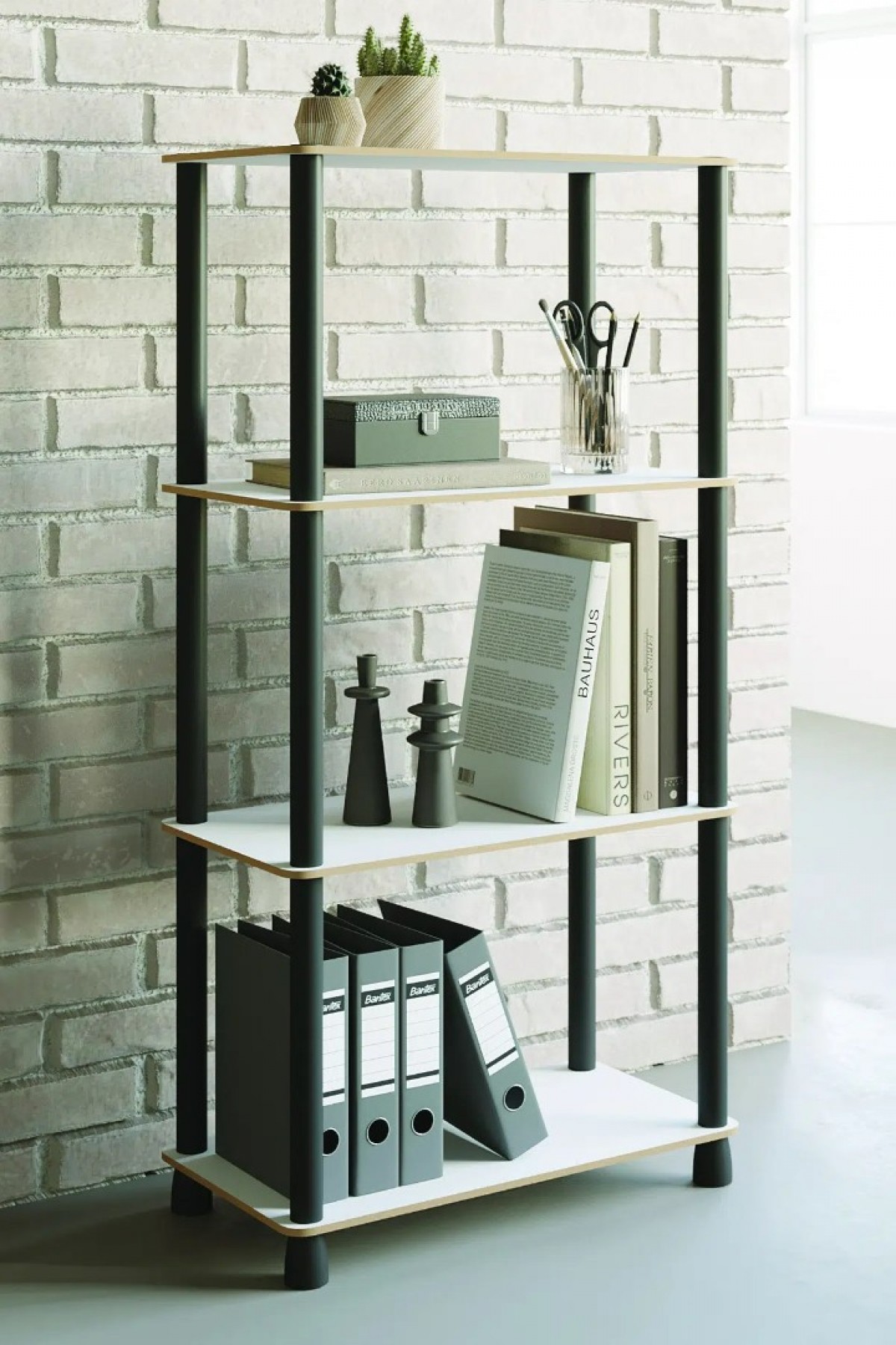 Çok Amaçlı 3 Raflı Ahşap Beyaz Modern Dekoratif Kitap Dosya Ev Ofis Rafı