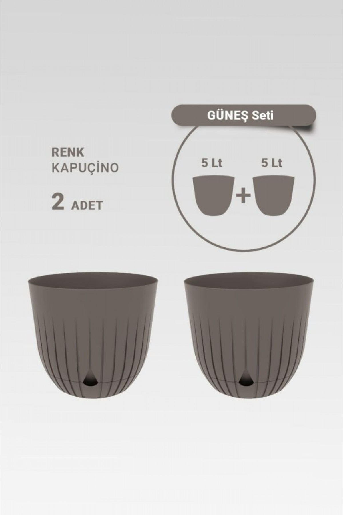 2 Adet 5 Litre Dekoratif Plastik Saksı Seti 2 Adet 5 Litre Dekoratif Plastik Saksı Seti