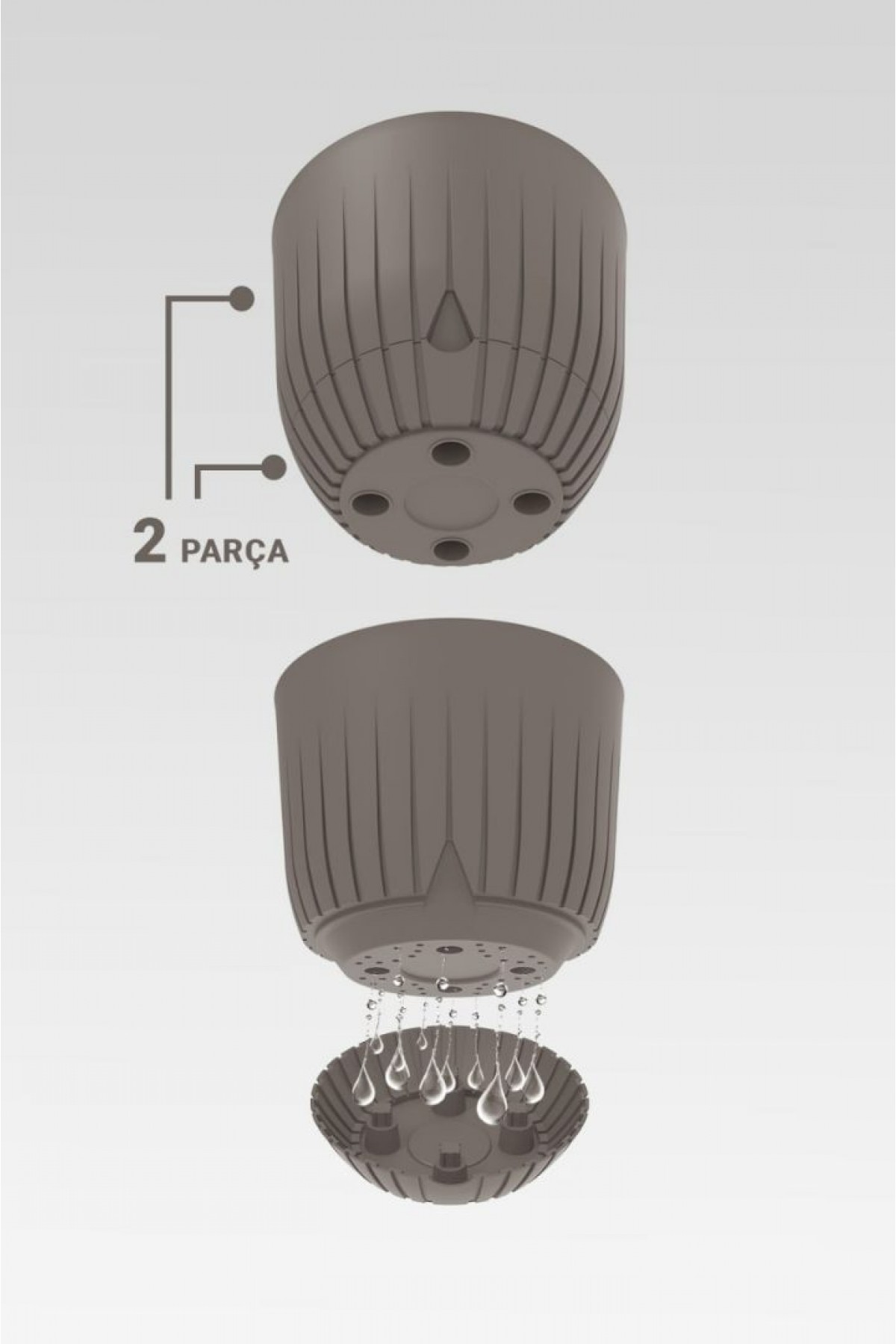 6 Adet Dekoratif Plastik Saksı Seti (2x 5 Litre, 2x 2.2 Litre, 2x 1.1 Litre), Kapuçino Rengi