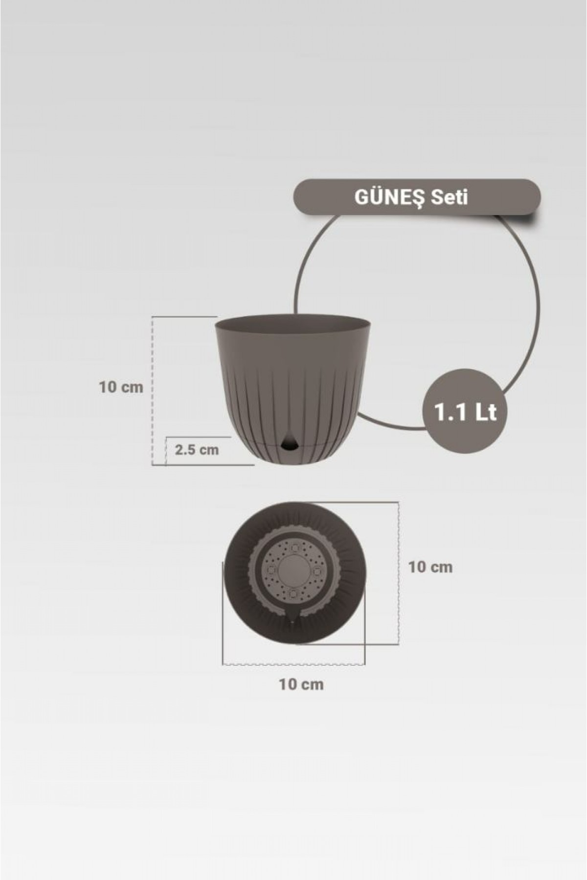 6 Adet Dekoratif Plastik Saksı Seti (2x 5 Litre, 2x 2.2 Litre, 2x 1.1 Litre), Kapuçino Rengi