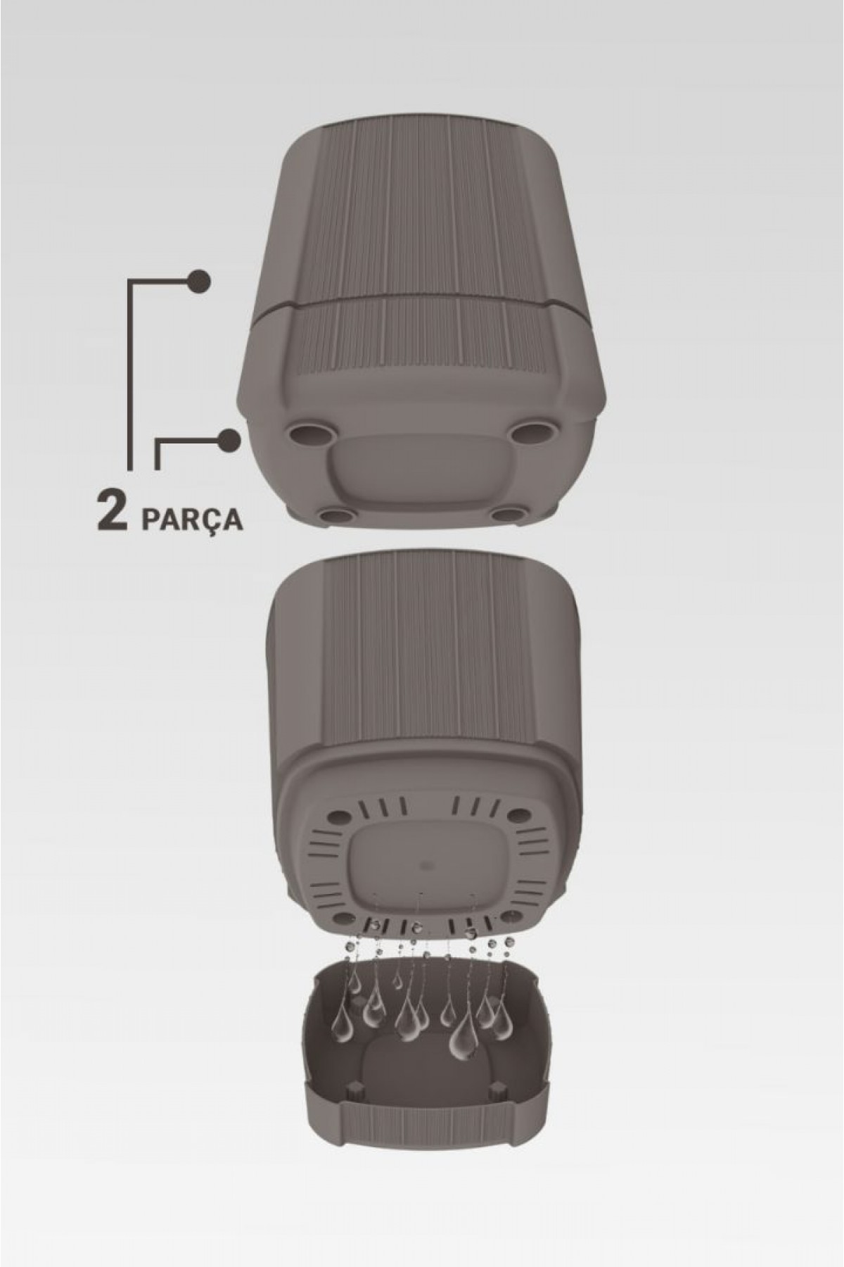 Karezar Seti – 2 Adet Kare Şekilli Dekoratif Plastik Saksı, Kapuçino Renk (4.8 Litre)