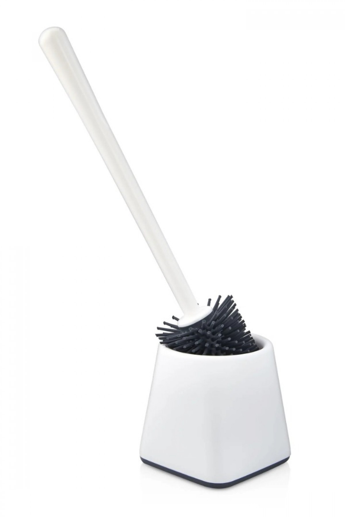 Silikon WC Tuvalet Banyo Fırçası Klozet Fırçası Beyaz-Gri Kare