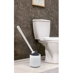 Silikon Wc Tuvalet Banyo Fırçası Klozet Fırçası Beyaz-Gri Oval