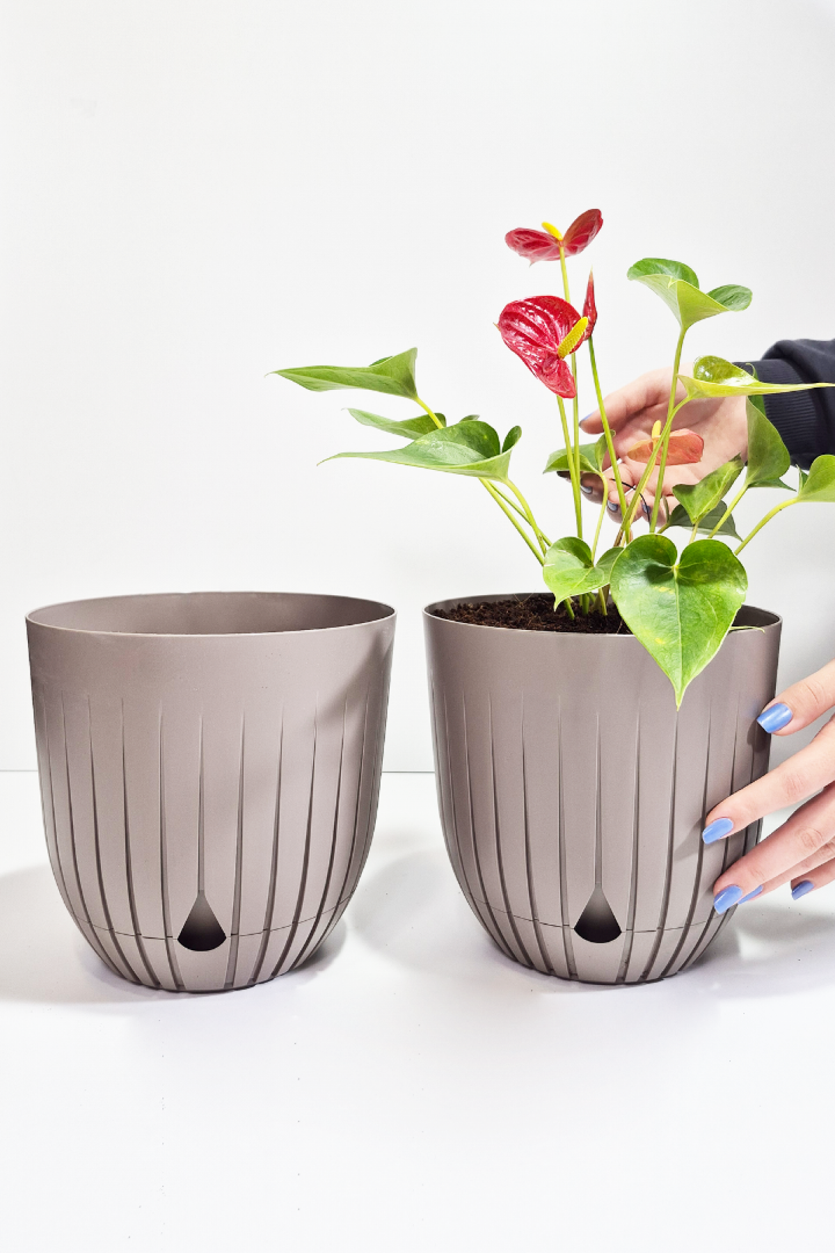 2 Adet 5 Litre Dekoratif Plastik Saksı Seti 2 Adet 5 Litre Dekoratif Plastik Saksı Seti