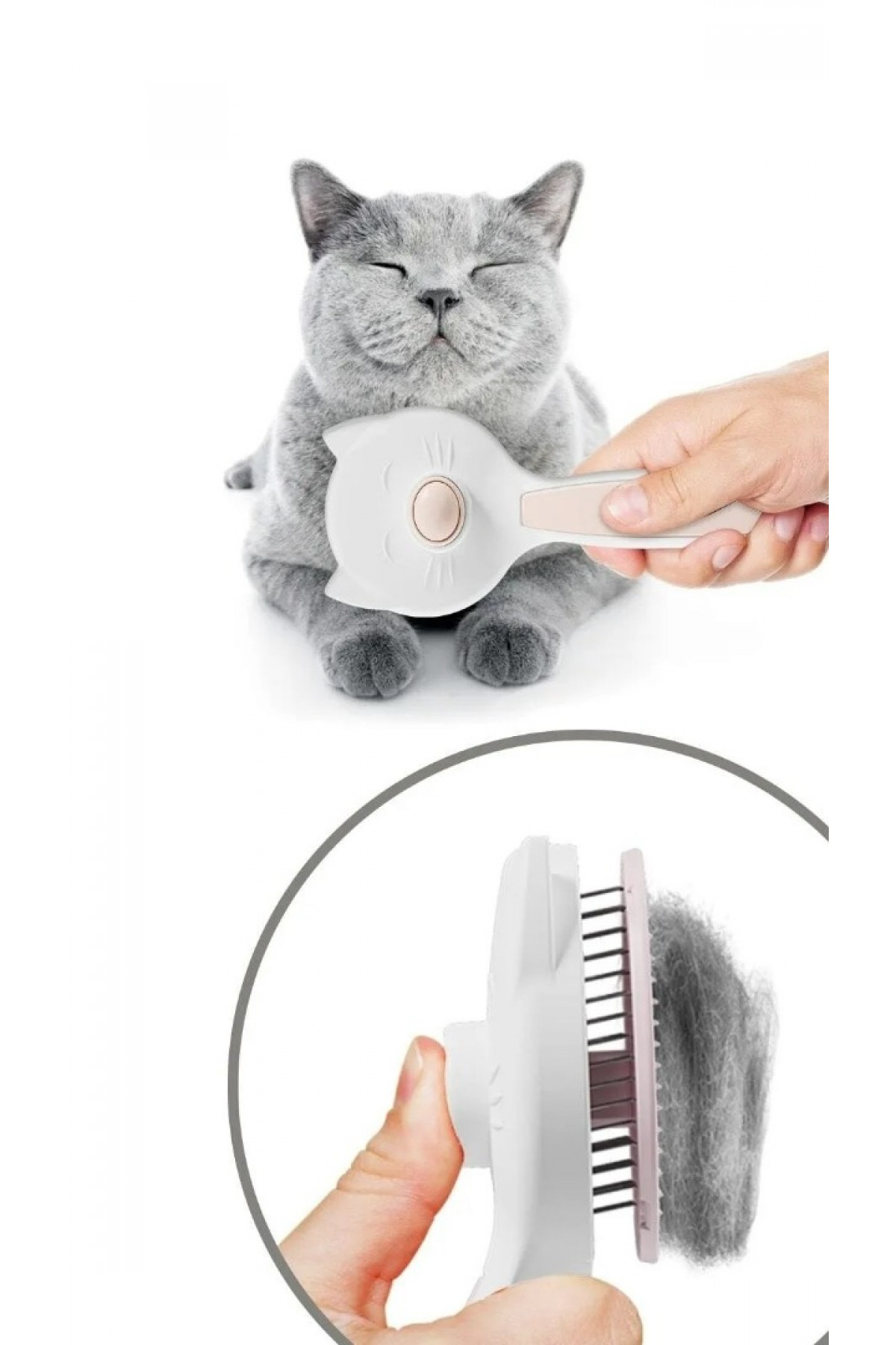 Kedi Köpek Otomatik Temizlenen Tuşlu Tüy Toplayıcı Tarak