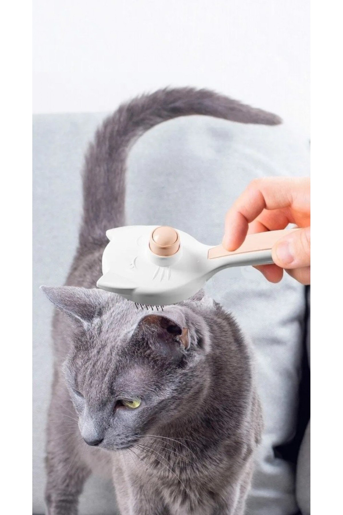 Kedi Köpek Otomatik Temizlenen Tuşlu Tüy Toplayıcı Tarak