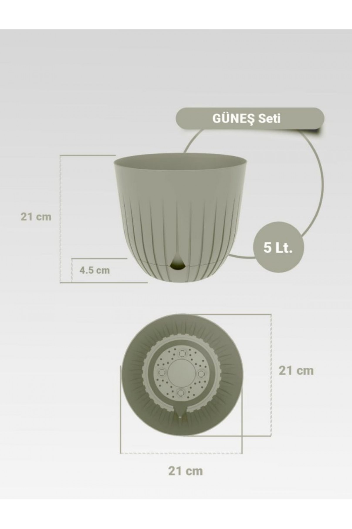 2 Adet 5 Litre ve 2 Adet 2.2 Litre Dekoratif Plastik Saksı Seti