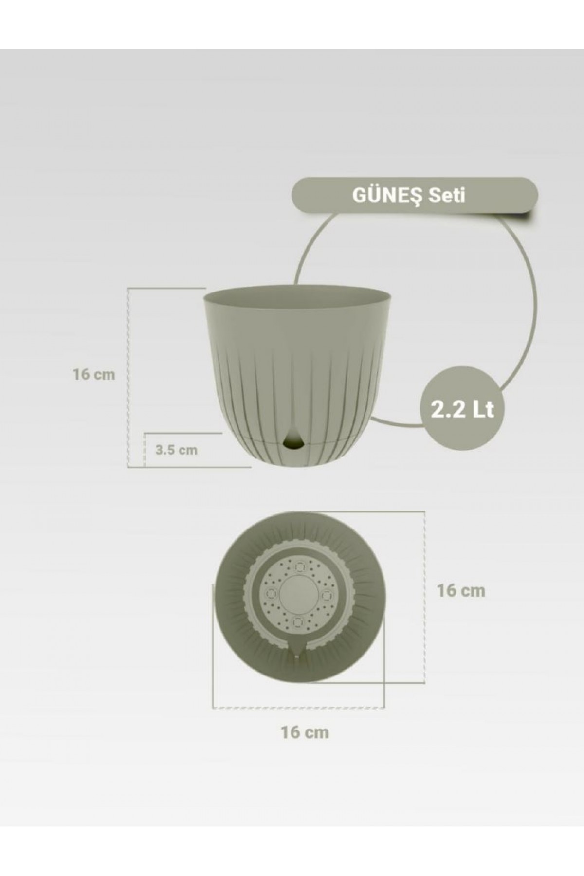 2 Adet 5 Litre ve 2 Adet 2.2 Litre Dekoratif Plastik Saksı Seti